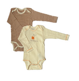 Baby Body Langarm 2er-Pack Weiß/Blau, Beige Gr. 74/80