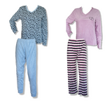 Damen Frottee Schlafanzug Rosa Blau Leomuster Gr. S M L XL