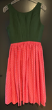 Damen Trachten Dirndl ärmellos Grün, Rosa gemustert Gr. 38 v. Trachten Tostmann