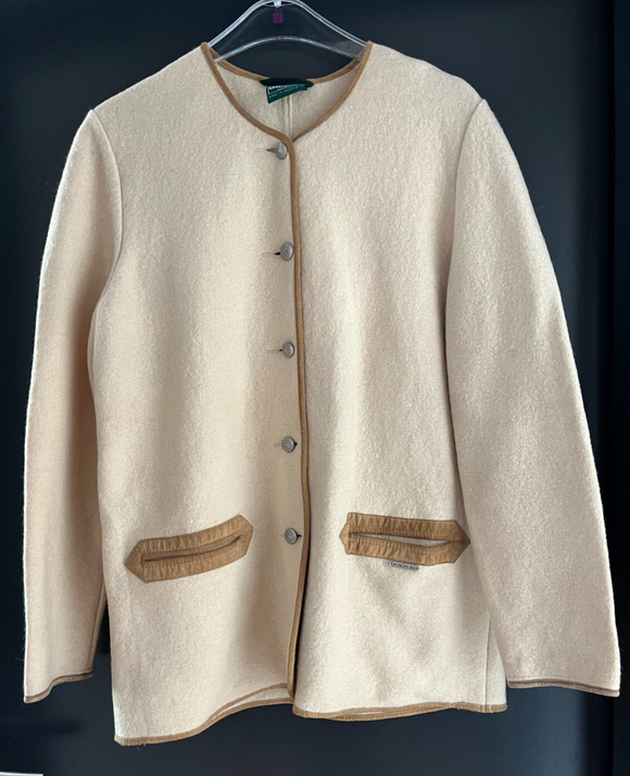 Damen Trachten Janker/Jacke beige, braun ca. Gr. 0 v. Geiger