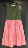 Kinder Trachten Dirndl ärmellos Grün, Rosa gemustert Gr. 128/134 v. Wildschütz