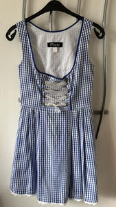 Damen Trachten Dirndl ärmellos blau weiß kariert Gr. 40 v. Marjo