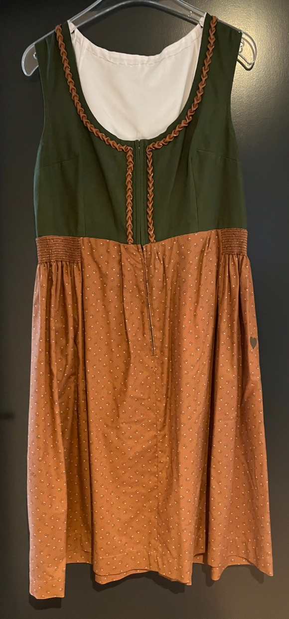 Damen Trachten Dirndl ärmellos Grün, Braun gemustert ca. Gr. 42