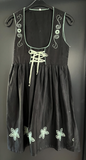 Damen Trachten Dirndl ärmellos schwarz, mintgrüne Stickerei ca. Gr. 40