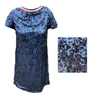 Guido Maria Kretschmer Damen Pailletten Kleid Kurzarm Blau Gr. 34, 36