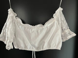 Damen Trachten Dirndl Bluse weiß m. Spitzenärmel ca. Gr. M v. Orig. Steindl