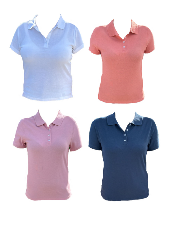 Damen Poloshirt Kurzarm Weiß, Orange, Rosa, Navy Gr. S