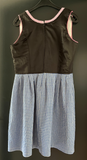 Damen Trachten Dirndl ärmellos Schwarz, Blau-weiß gemustert ca. Gr. 42 v. Rose