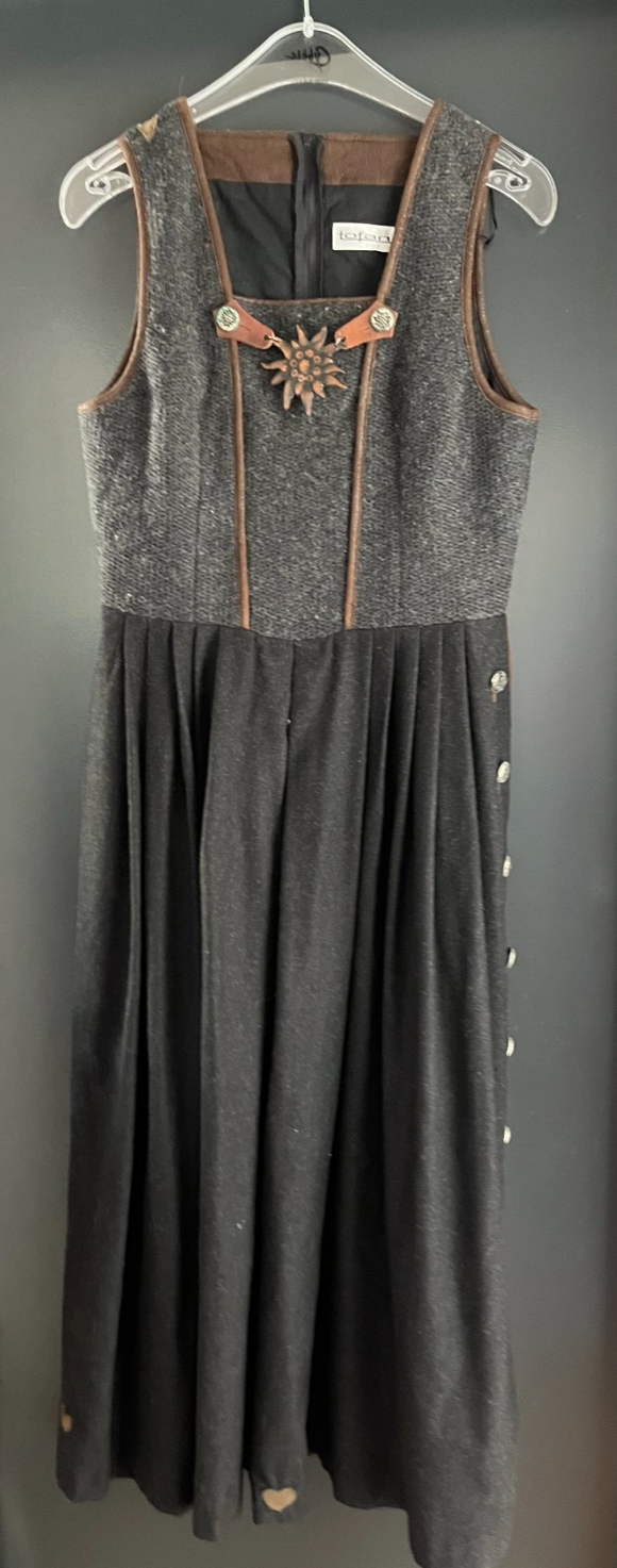 Damen Trachten Dirndl ärmellos Schwarz, Grau Gr. 38 v. tofana