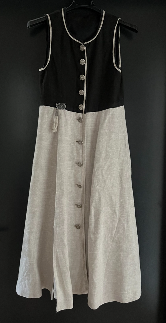 Kinder Trachten Dirndl ärmellos schwarz, beige Gr. ca. 140