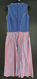Damen Trachten Dirndl ärmellos blau weiß rot gemustert Gr. 32 v. Edel Herz
