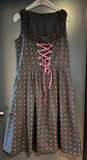 Damen Trachten Dirndl ärmellos Schwarz, Lila gemustert ca. Gr. 40