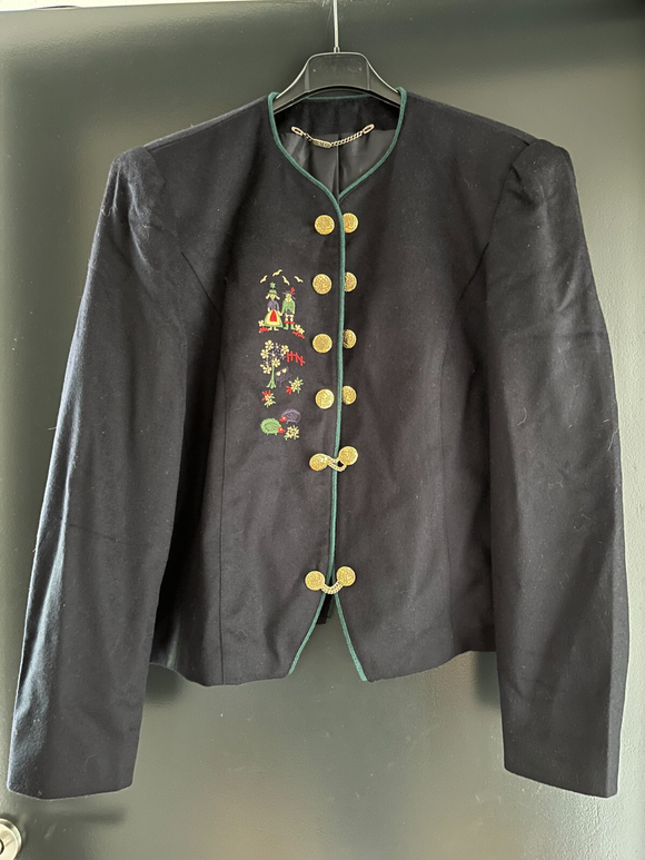 Damen Trachten Janker/Jacke Dunkelblau mit Stickerei ca. Gr. 40 v. HMC