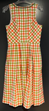 Damen Trachten Dirndl ärmellos Orange, Grün gemustert ca. Gr. 38 v. Country Line