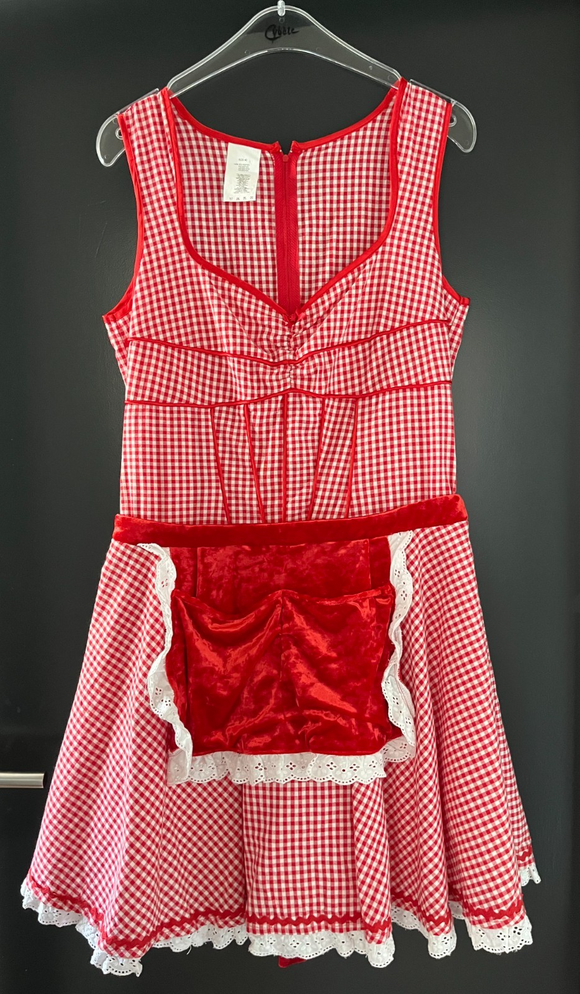 Damen Trachten Dirndl ärmellos Rot-Weiß kariert ca. Gr. 40