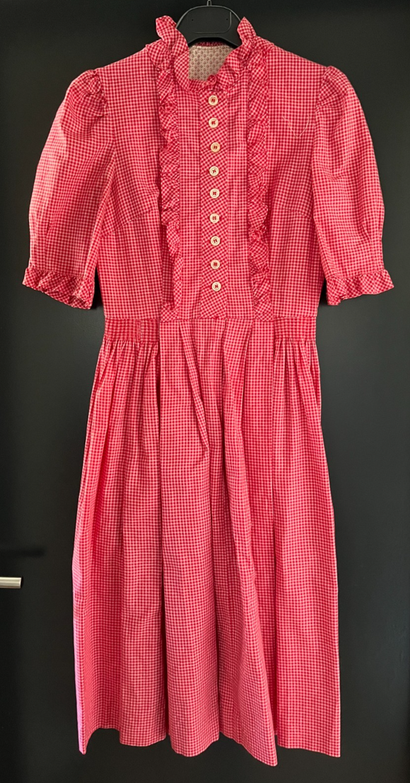 Kinder Trachten Dirndl kurzarm rot weiß gemustert ca. Gr. 152