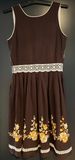 Damen Trachten Dirndl ärmellos Braun mit Stickerei ca. Gr. 42