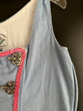 Damen Trachten Dirndl ärmellos hellblau, rosa Stickerei ca. Gr. 40 v. Steindl