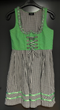 Damen Trachten Dirndl ärmellos Grün, Schwarz-Weiß gemustert Gr. 40 v. Gina