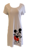 Damen Sleepshirt Nachthemd Kurzarm Mickey Mouse Weiß, Rosa Gr. S