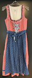 Damen Trachten Dirndl ärmellos Rot-Weiß, Blau mit Schürze Gr. 36 v. Country Life