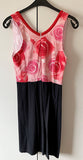 Damen Trachten Dirndl ärmellos Rosa/Schwarz Blumen Gr. 40