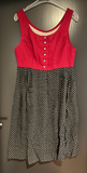 Damen Trachten Dirndl ärmellos rot, schwarz-weiß gemustert ca. Gr. 40