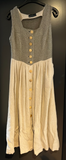 Damen Trachten Dirndl ärmellos Grau, Beige gemustert Gr. 42 v. Berwin & Wolff