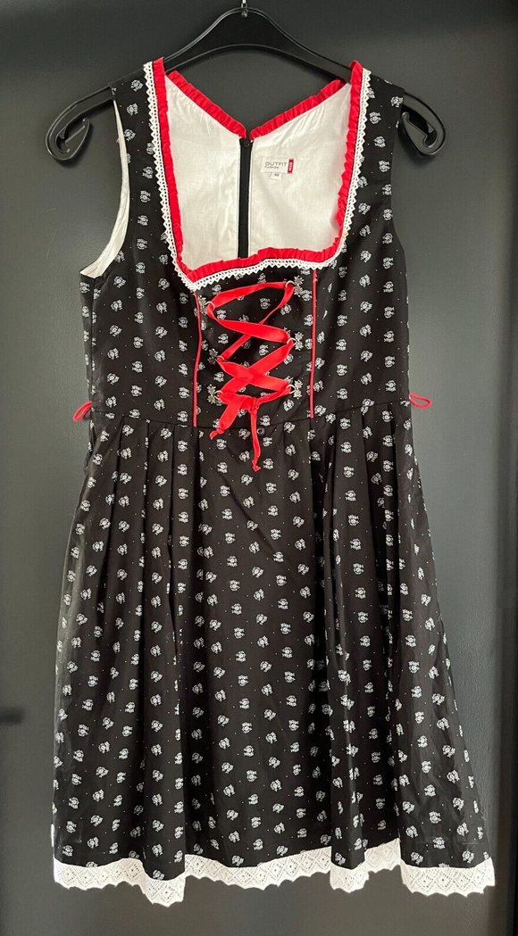 Damen Trachten Dirndl ärmellos schwarz weiß gemustert Gr. 40