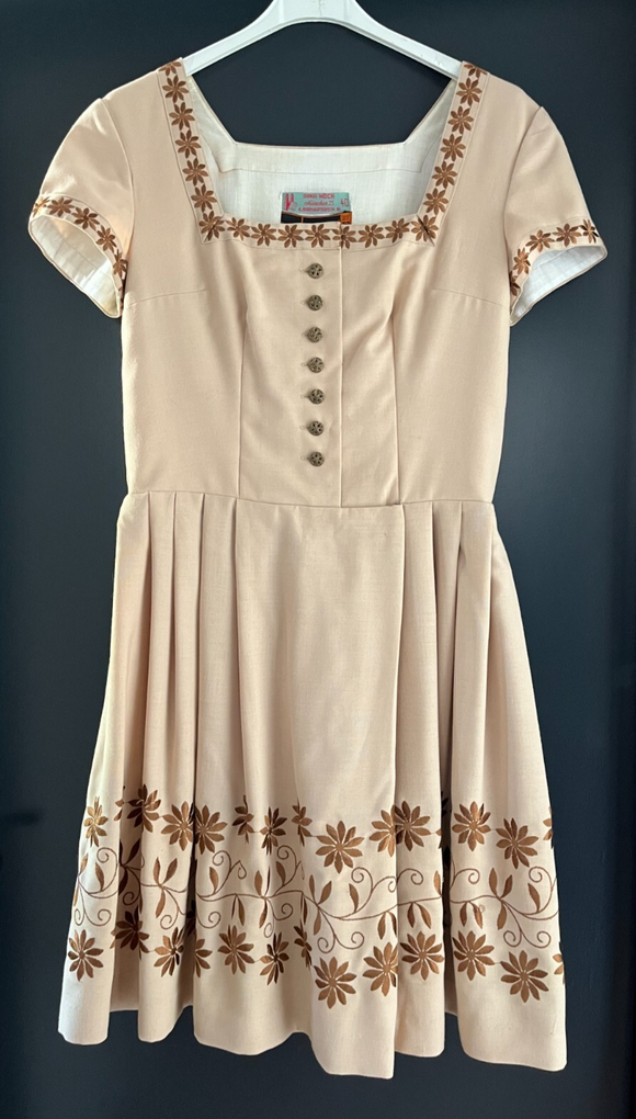 Damen Trachten Dirndl kurzarm braun mit Stickerei ca. Gr. 40 v. Dirndl-Höck