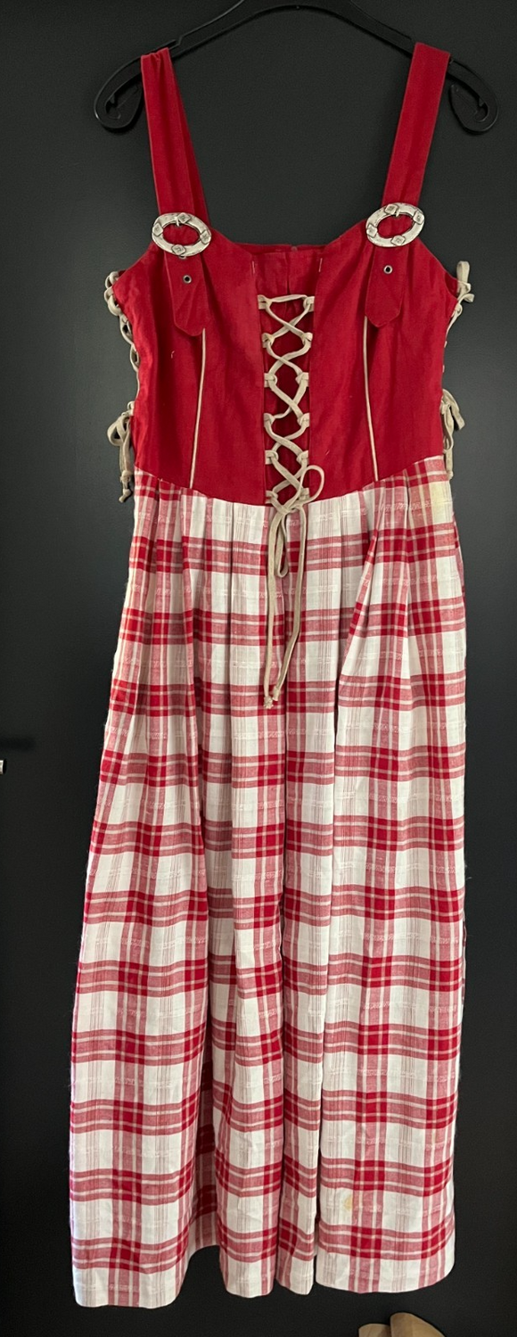 Damen Trachten Dirndl ärmellos Rot, Weiß gemustert ca. Gr. 40 v. Country Line