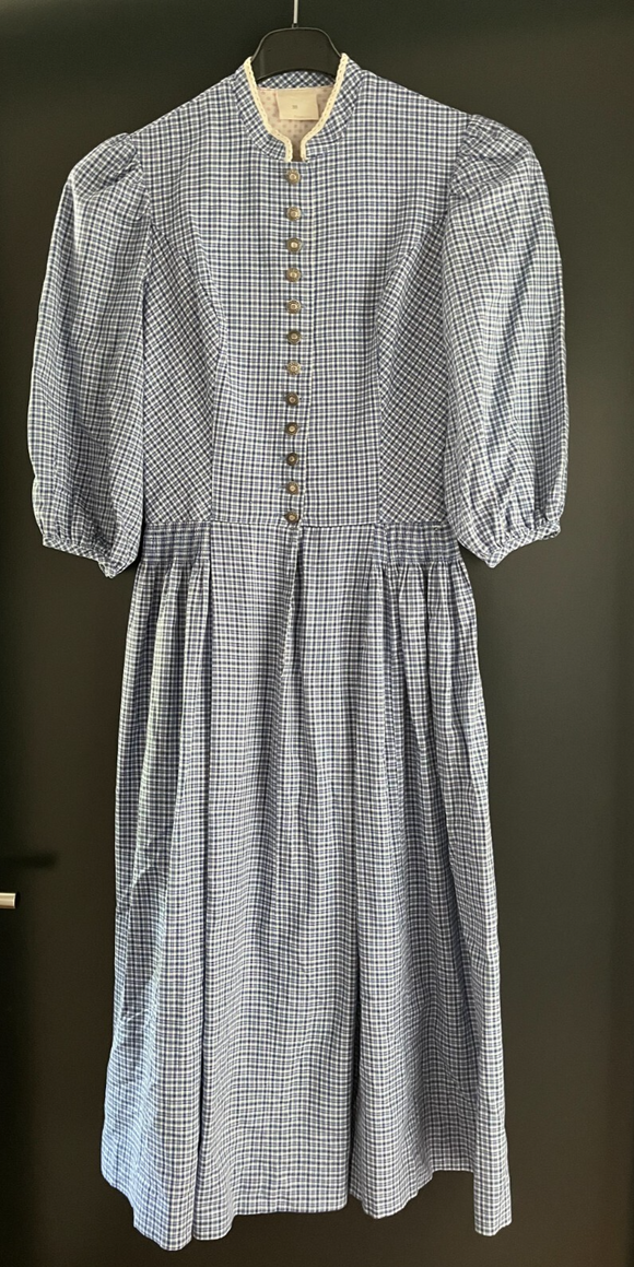 Damen Trachten Dirndl kurzarm blau weiß gemustert ca. Gr. 38