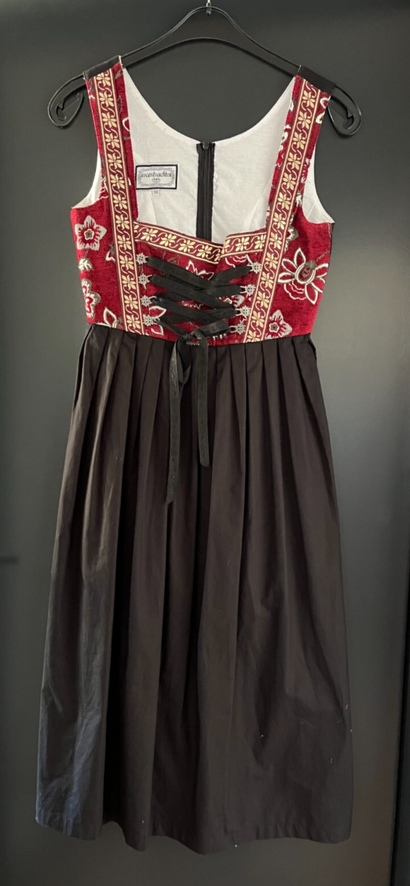 Damen Trachten Dirndl ärmellos Rot Schwarz gemustert ca. Gr. 36 v. Oscartrachten