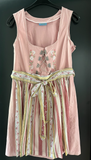 Damen Trachten Dirndl ärmellos Rosa mit mehrfarbiger Schürze ca. Gr. 44