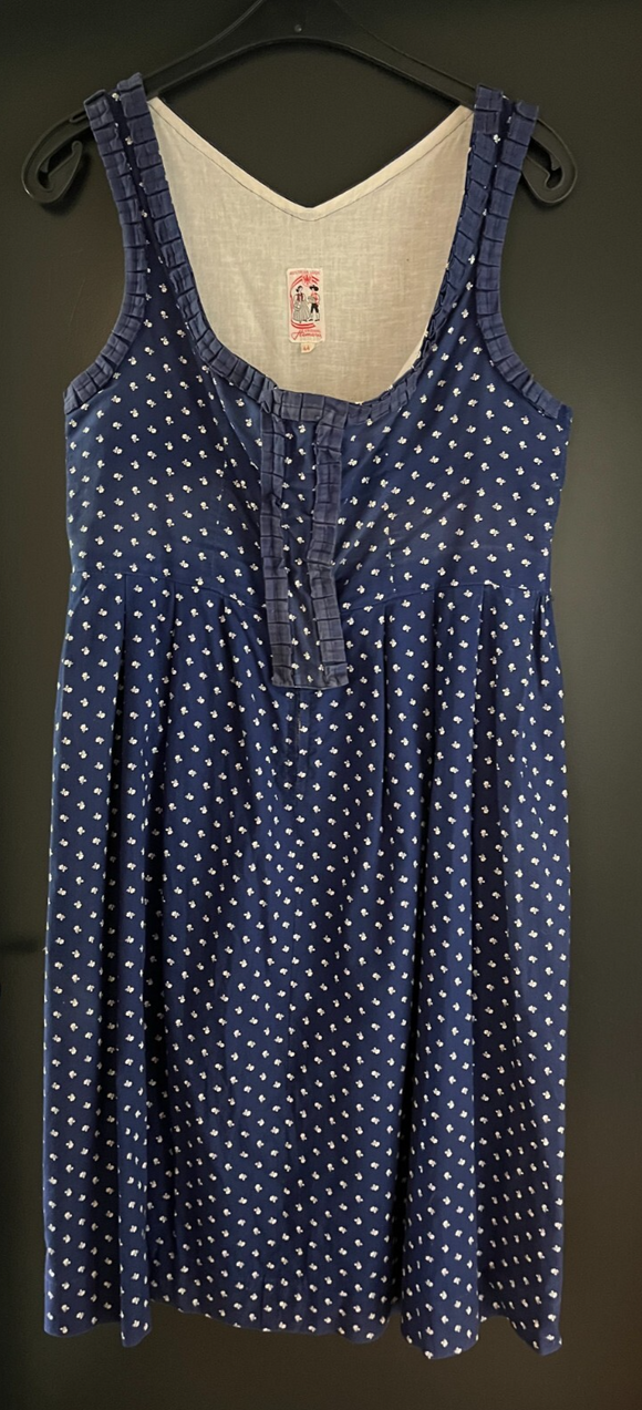 Damen Trachten Dirndl ärmellos blau weiß gemustert ca. Gr. 44 v. Original Hemara