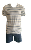 Herren Pyjama Shorty Grau/Gelb, Weiß/Blau, Grün, Navy Gr. M, L