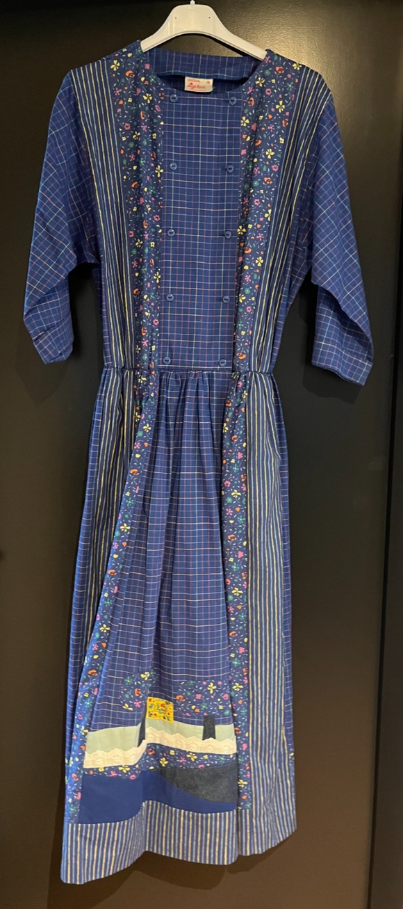 Damen Trachten Dirndl 3/4 Arm Blau, mehrfarbig gemustert Gr. 38 v. Sigikid