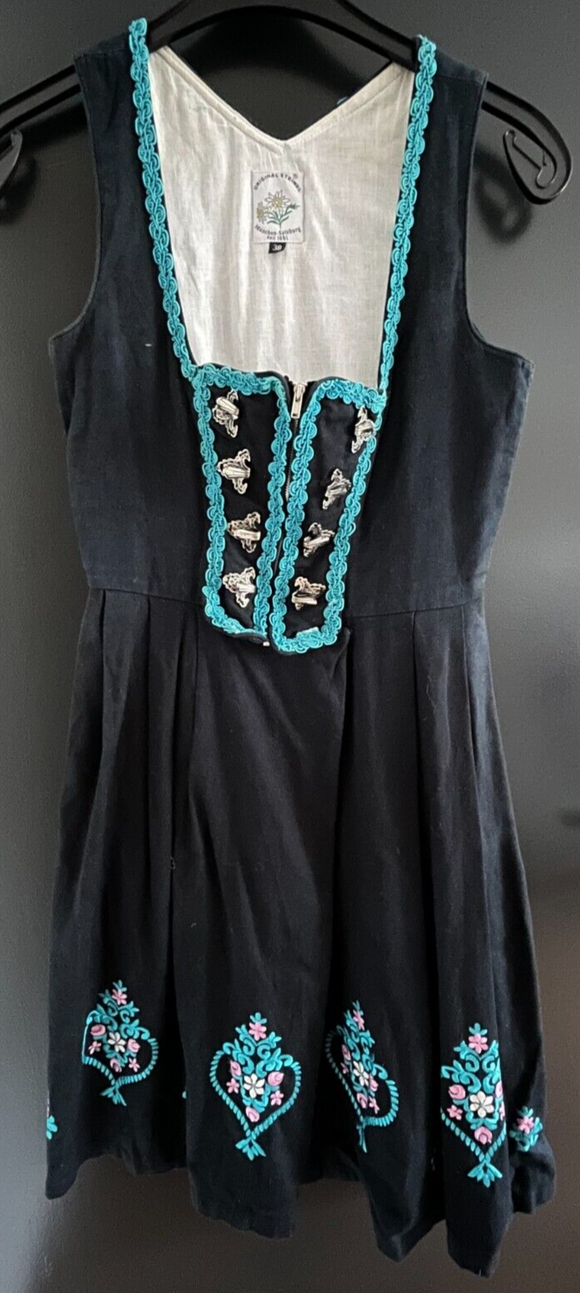 Damen Trachten Dirndl Blau mit Stickerei Gr. 38 Original Steindl