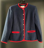 Damen Trachten Janker/Jacke blau rot ca. Gr. 36 v. Lanz