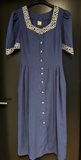 Damen Trachten Dirndl kurzarm Blau mit Blumenmuster ca. Gr. 40