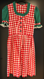 Damen Trachten Dirndl kurzarm Rot-Weiß kariert, Grün ca. Gr. 38