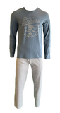 Herren Pyjama Langarm Navy, Blau Gr. M