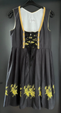 Damen Trachten Dirndl ärmellos Schwarz mit gelber Stickerei ca. Gr. 42