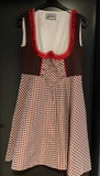 Damen Trachten Dirndl ärmellos Braun, Rot, Weiß gemustert ca. Gr. 44 v. Lifos