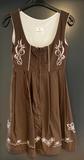 Damen Trachten Dirndl ärmellos Braun, Rosa Stickerei Gr. 34 v. Edelnice