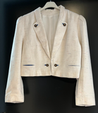 Damen Trachten Janker/Jacke weiß, bunt gemustert ca. Gr. 42 v. Distler