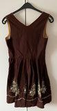 Damen Trachten Dirndl ärmellos Braun Stickerei Gr. 44 v. Rose Dirndl
