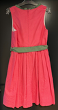 Damen Trachten Dirndl ärmellos Rosa gepunktet mit grüner Schürze ca. Gr. 42