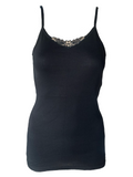 Damen Top Spaghetti-Träger Unterhemd Baumwolle Schwarz Weiß Gr. 38