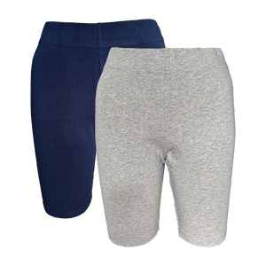 Damen Radlerhose 2er Pack Kurz Schwarz Grau Blau Navy Gr. S M L
